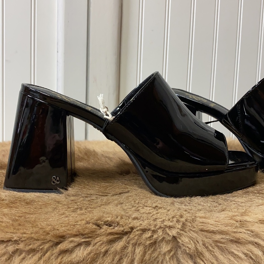 Sam & Libby Black Chunky Heels Platform Shoes 9 NWT Retro GoGo - Picture 2 of 11